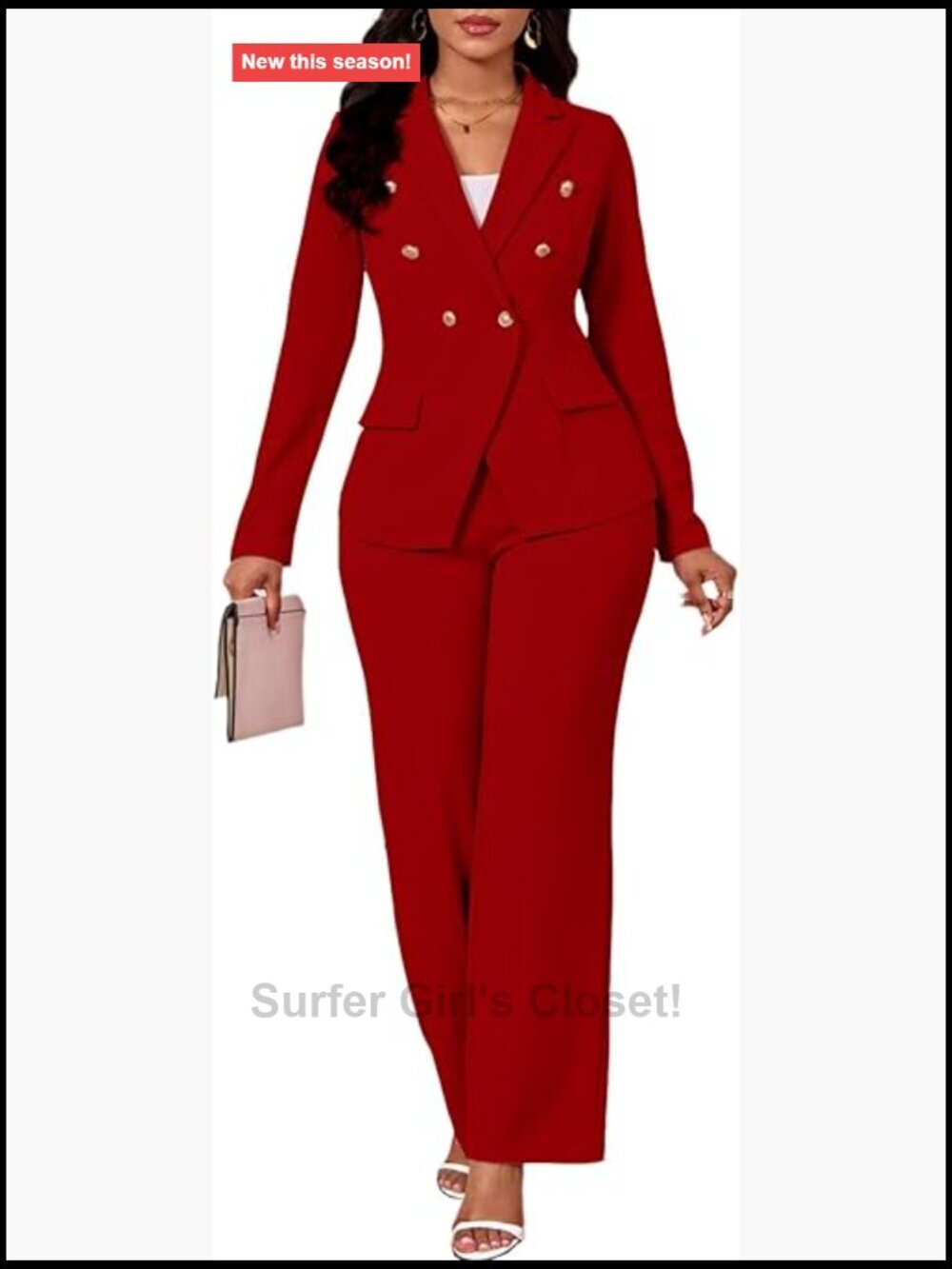 Women's Two Piece Blazer and Wide Leg Pantsuit Set Work Office Business Casual